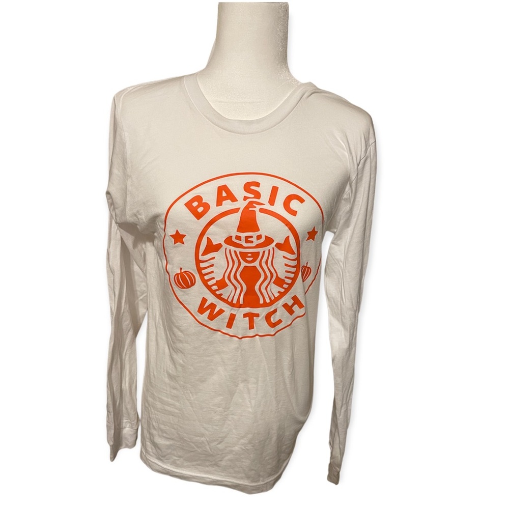 Adorable basic witch long sleeve white t-shirt